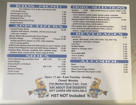 Menu At Mr Fish Restaurant Shelburne