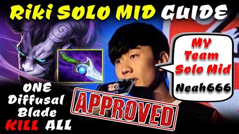 Dota 2 7 29C Riki Solo Mid Guide A Diffusal Blade Kill All JJLin