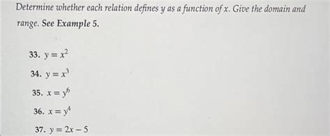 Solved Determine Whether Each Relation Defines Y As A