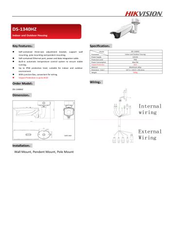 Hikvision DS 1340HZ CCTV Accessory Datasheet Manualzz