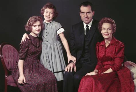 A Portrait Of Richard Nixon With His Daughters Tricia Nixon And Julie