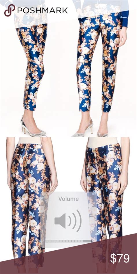 J Crew Collection Silk Floral Shantung Pants Ankle J Crew Collection