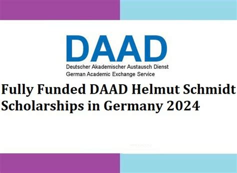 Fully Funded Daad Helmut Schmidt Scholarships In Germany