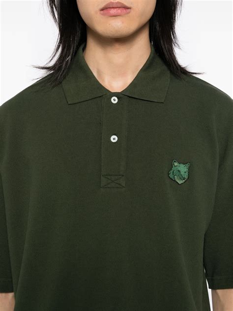 Maison Kitsun Bold Fox Head Patch Comfort Polo Shirt Green Farfetch