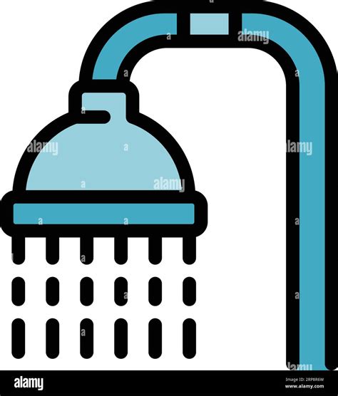 Shower Facility Icon Outline Vector Hotel Room Modern Bed Color Flat