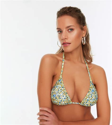 Buy Trendyol Floral Triangle Bikini Top In Yellow 6thStreet Saudi Arabia