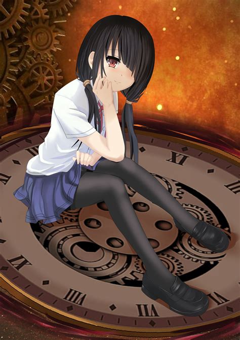 Illustration Anime Date A Live Cartoon Black Hair Schoolgirl