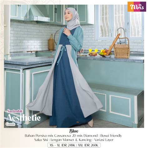 Jual Sarimbit Nibras Terbaru Gamis Dewasa Aesthetic Blue