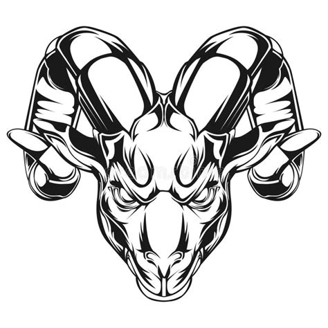 Goat Head Vector Illustration Vector Design Angry Goat Black