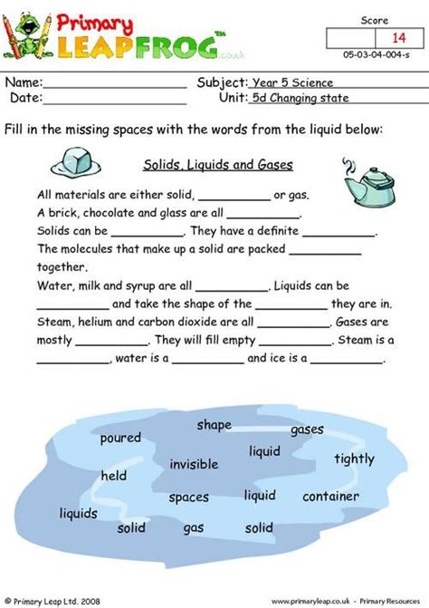 Grade 2 Solid Liquid Gas Worksheets