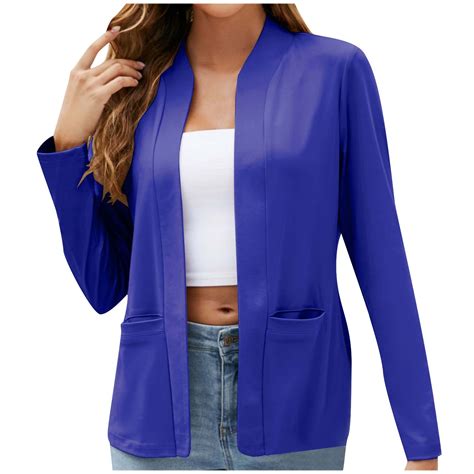 Wenyuyu Blazer Jackets For Women Long Sleeve Open Front Casual Solid Business Coats Loose Work