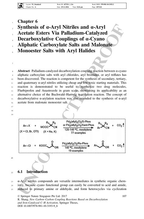 Pdf Synthesis Of α Aryl Nitriles And α Aryl Acetate Esters Via Palladium Catalyzed