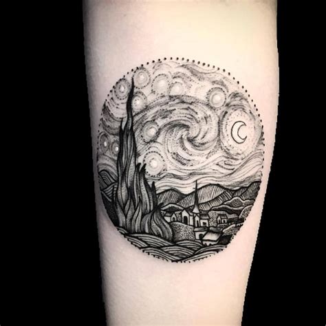 40 Glittering Starry Night Tattoo Designs Art And Design