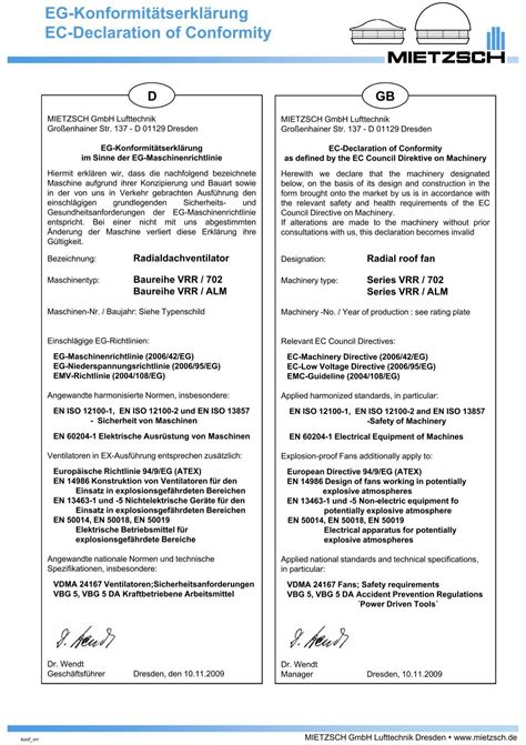 Eg Konformit Tserkl Rung Ec Declaration Of Conformity