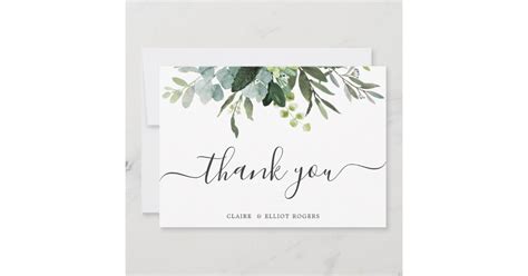 Eucalyptus Green Foliage Thank You Card Zazzle