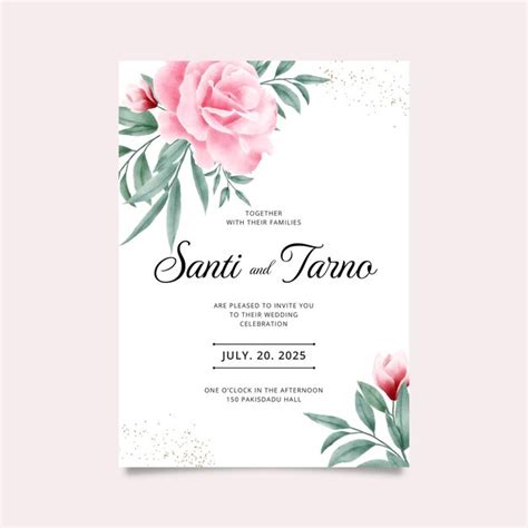 Premium Vector Wedding Invitation Card Template Set With Watercolor