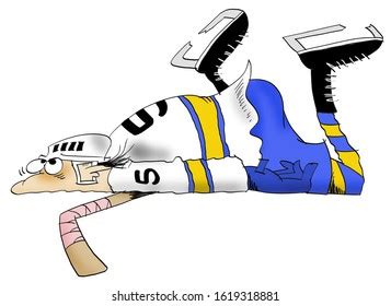 Funny Ice Hockey Player Fell On Stock Illustration 1619318881 ...