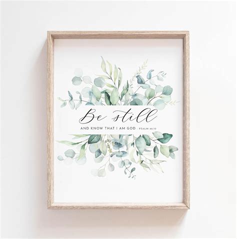 Psalm 4610 Be Still Bible Verse Wall Art Artable Scripture Print Bible Verse Card Art