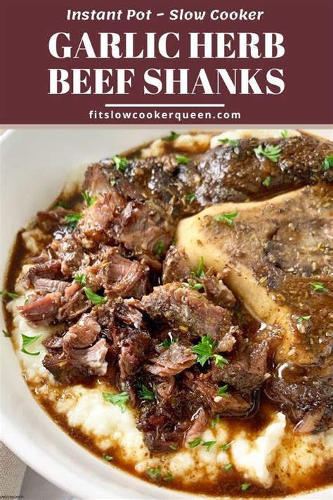 Slow Cooker Garlic Herb Beef Shanks | Recipe | Beef shank recipe ...