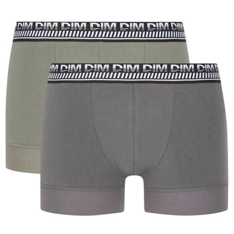 Dim Boxers Homme Coton D Stay Fit Vert Olive Gris Militaire