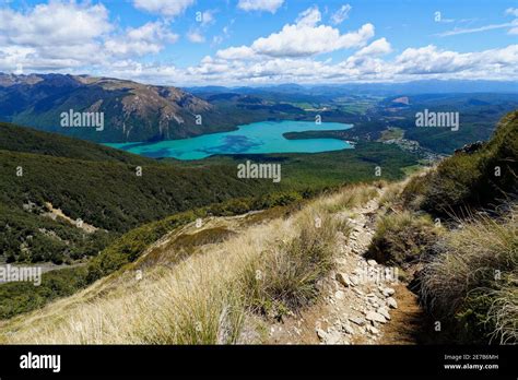 Aerial View Of Lake Rotoiti An Alpine Lake In Nelson Lakes National