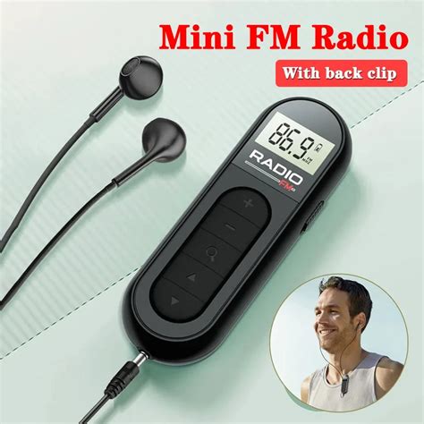 Mini Pocket FM Radio Retroilumina O R Dio Port Til Suporte Para