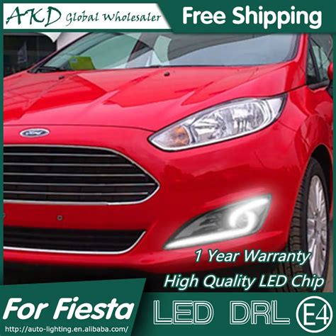 AKD Car Styling For Ford Fiesta DRL 2013 2014 Cob Signal DRL LED Fog