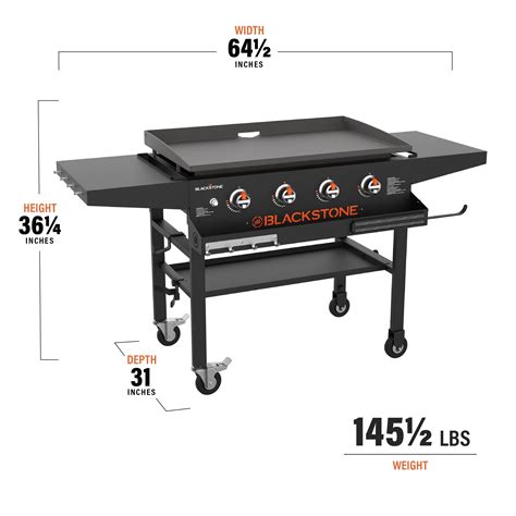 Blackstone Original 36 In Black 4 Burner Propane Griddle Grill With Hood 1899 The Home Depot