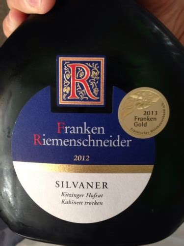 Gwf Frankenwein Franken Riemenschneider Kitzinger Hofrat Silvaner