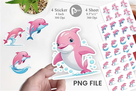 Pink Dolphin Valentine Sticker Graphic By Artnoy Creative Fabrica