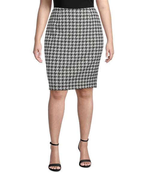 Kasper Plus Size Houndstooth Jacquard Slim Skirt And Reviews Skirts