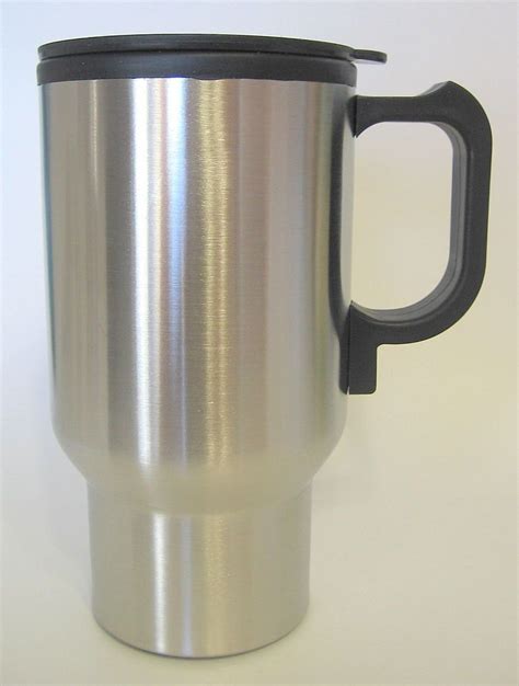 Brushed Aluminum Heated Travel Mug With Electrical Cord Item Number