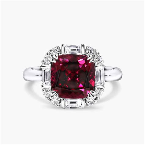 18ct White Gold 4 00ct Cushion Cut Tanzanian Rhodolite Garnet Diamond