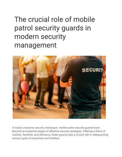 Ppt The Crucial Role Of Mobile Patrol Security Guards In Modern