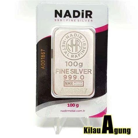 Perak Batangan Nadir 100 Gram Kemasan Press NEW 99 999