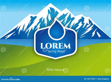 Vector Mineral Bottled Spring Water Logo Design Label Template Stock