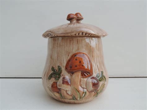 Vintage 1970s Retro Mushroom Canister Ceramic Jar Ceramic Jars