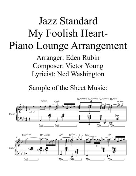 My Foolish Heart Arr Eden Rubin Sheet Music Demensions Piano Solo