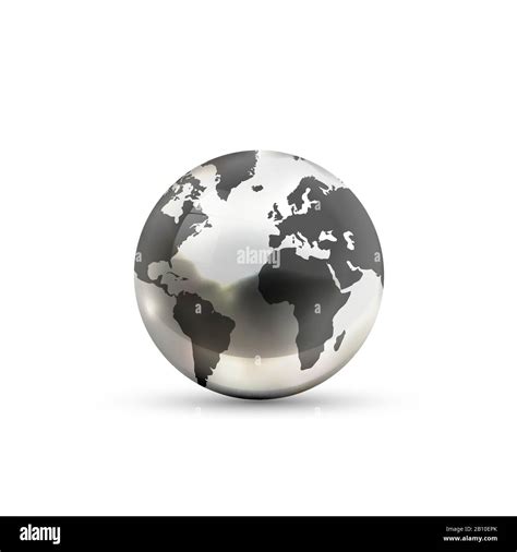 Realistic Metallic Earth Globe Icon On White Background Stock Vector