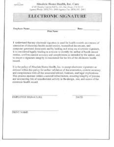 Electronic Signature Acknowledgement Absolute Home Health