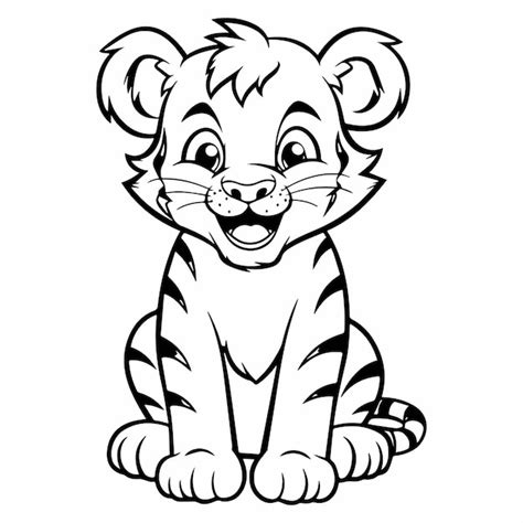 Cute Baby Tiger para livro de colorir ou página para colorir para