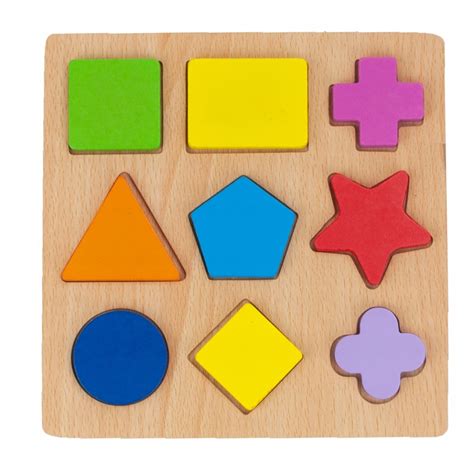 KLOCKI DREWNIANE UKŁADANKA EDUKACYJNA PUZZLE FIGURY GEOMETRYCZNE