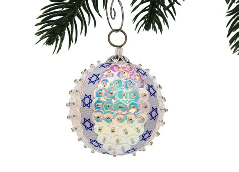 Blue Star Of David Iridescent White Sparkly Sequin Chrismukkah