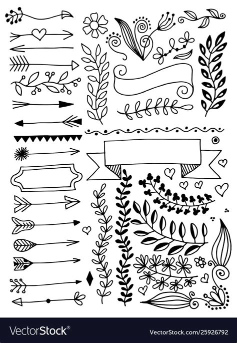 Set Hand Drawing Page Dividers Borders Royalty Free Vector