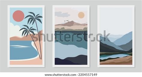 Abstract Line Art Beach Wall Art Stock Vector (Royalty Free) 2204557149 ...