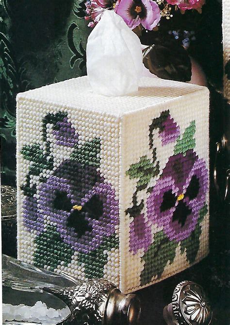 Plastic Canvas Flower Tissue Box Covers Vintage Flower Etsy