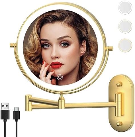 Rechargeable Wall Mounted Lighted Makeup Vanity Mirror 8 Bathroom