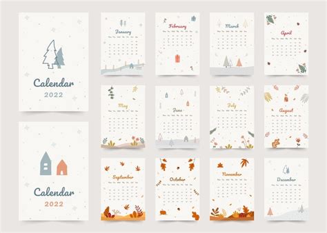 Premium Vector Seasonal Theme Printable Yearly Planner Calendar With