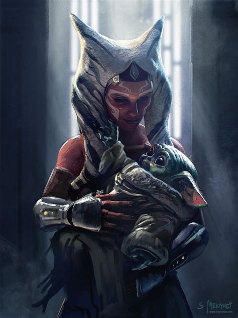 Ahsoka And The Child Illustration By Saby Menyhei Rstarwars