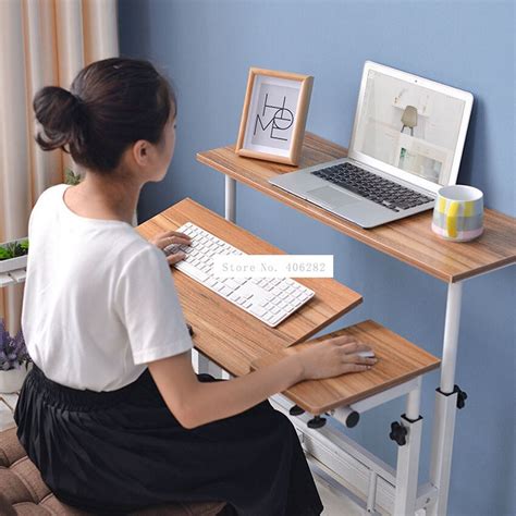 Modern Sit Stand Computer Desk With Keyboard Tray Height Adjustable